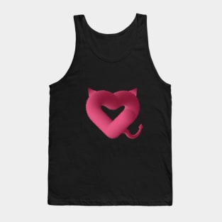 Pink furry heart with Devil's tail and horns Tank Top